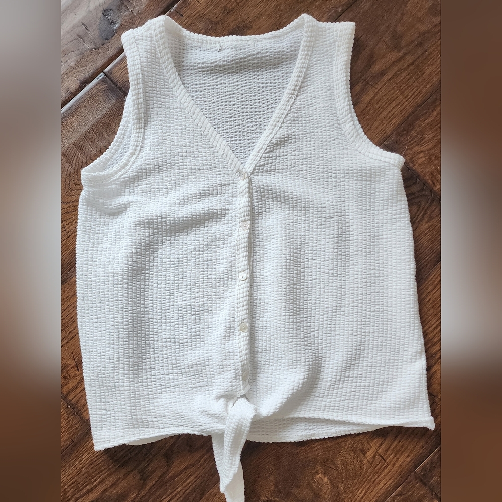 White Sleeveless Knit Top
